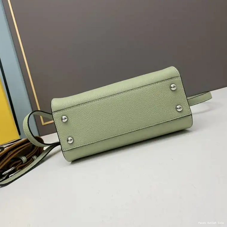 Affordable Green Peekaboo Fendi Calf Stitching Leather Bag In Mini Iconic 0506